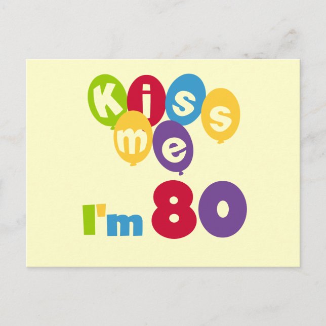 Kiss Me I'm 80 Birthday T-shirts and Gifts Postcard (Front)