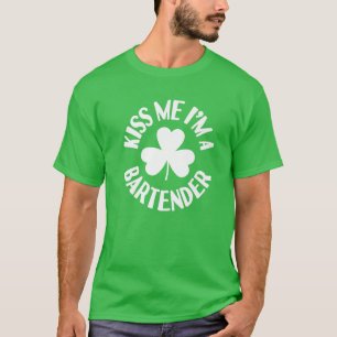 Kiss Me I'm A Bartender Irish St Patricks Day Sham T-Shirt