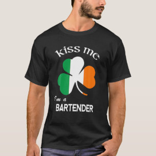 Kiss Me I'm A Bartender Shamrock St. Patrick's Day T-Shirt