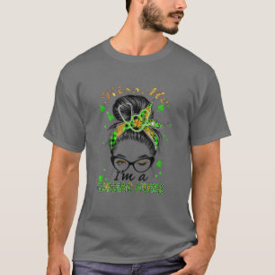 Kiss Me I'm A Cardiac Nurse Messy Bun St Patricks T-Shirt