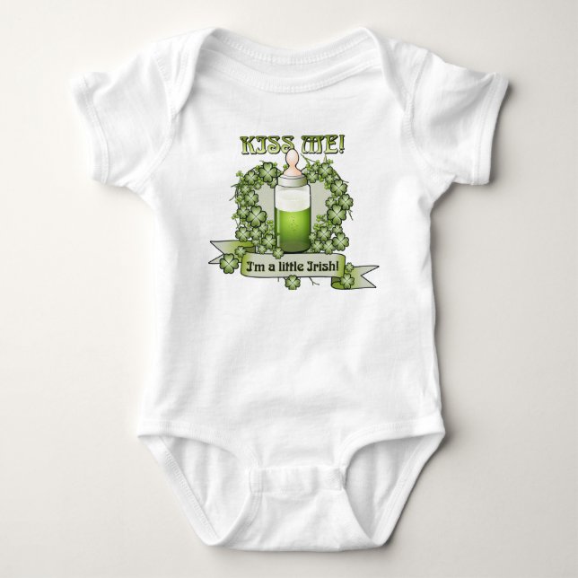 Kiss Me Im A Little Irish Baby T-shirt Bodysuit (Front)