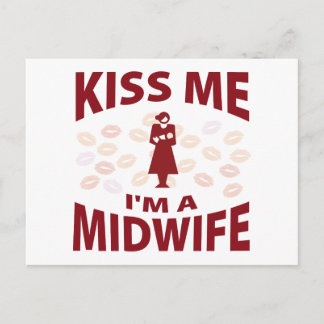 Kiss Me I'm A Midwife Postcard