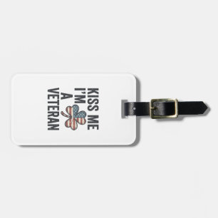 Kiss Me Im a Veteran Shamrock Vintage Shirt Design Luggage Tag