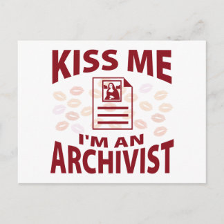 Kiss Me I'm An Archivist Postcard