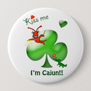 Kiss Me I'm Cajun St. Patrick's Day Crawfish 10 Cm Round Badge