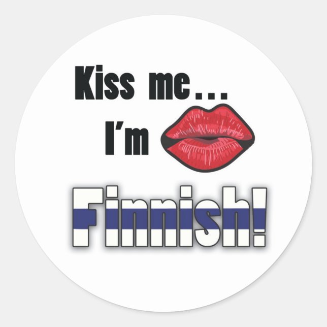 Kiss me I'm Finnish Classic Round Sticker (Front)
