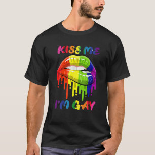 Kiss Me I'm Gay LGBT Pride Rainbow Lips T-Shirt