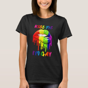 Kiss Me I'm Gay Lgbt Pride Rainbow Lips T-Shirt