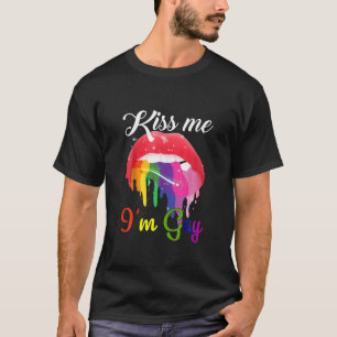Kiss Me I'm Gay LGBT Pride Rainbow Lips T-Shirt