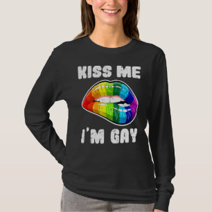Kiss Me I'm Gay Lgbtq Rainbow Lips T-Shirt