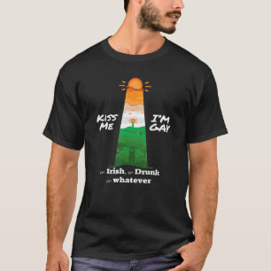 Kiss Me Im Gay Or Irish Or Drunk Men At Sunset Pat T-Shirt