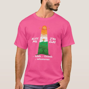Kiss Me Im Gay Or Irish Or Drunk Women Sunset Patr T-Shirt