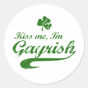 KISS ME I'M GAYRISH CLASSIC ROUND STICKER