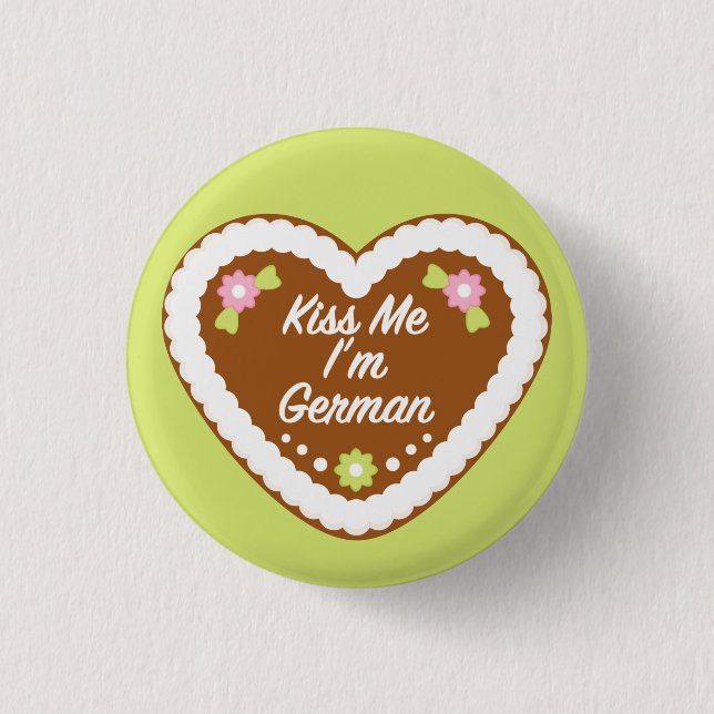 Kiss Me I'm German Gingerbread Heart 3 Cm Round Badge (Front)