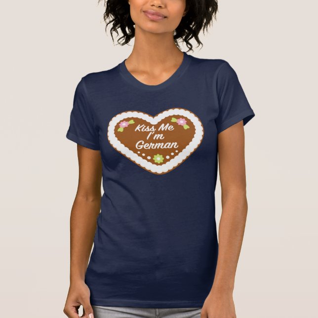 Kiss Me I'm German Gingerbread Heart T-Shirt (Front)