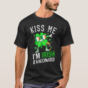 Kiss Me I'm Irish And Vaccinated Mask St Patrick's T-Shirt