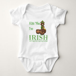 Kiss Me I'm Irish, but First Buy Me A Guinness Baby Bodysuit