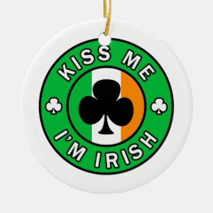 Kiss Me I'm Irish Ceramic Tree Decoration