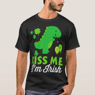 Kiss me Im irish cute dinosaur trex St Patricks da T-Shirt