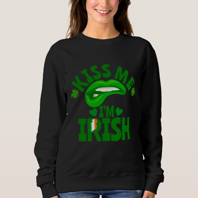 Kiss Me I'm Irish Flag C Saint Patrick Day Womens  Sweatshirt (Front)