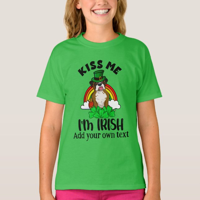 Kiss Me I'm Irish, Funny St. Patrick's Day Puppy T-Shirt (Front)