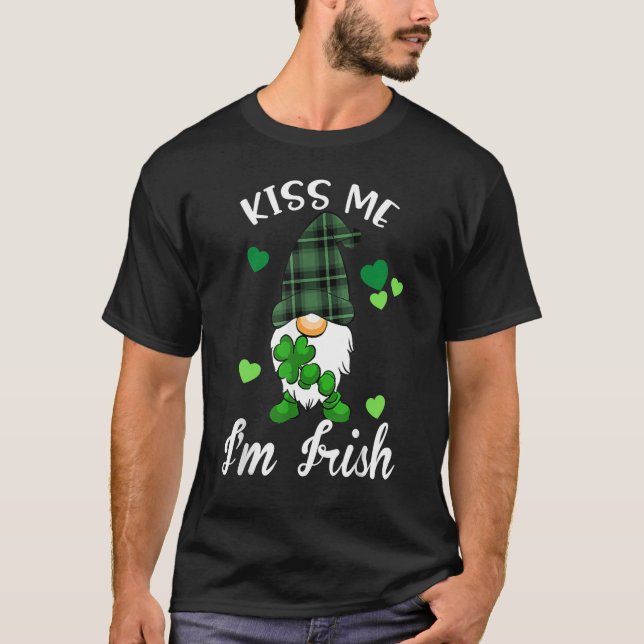 Kiss Me I'm Irish Gnome Shamrock C Saint Patrick D T-Shirt (Front)
