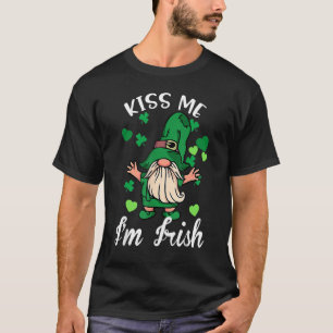 Kiss Me I'm Irish. Gnome Shamrock Clover Saint Pat T-Shirt