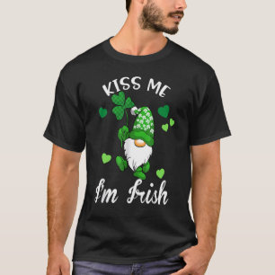 Kiss Me I'm Irish. Gnome Shamrock Clover Saint Pat T-Shirt