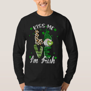 Kiss Me I'm Irish. Gnome Shamrock Clover Saint Pat T-Shirt