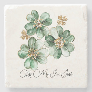 Kiss Me I'm Irish Green Gold St. Patrick's Day   Stone Coaster