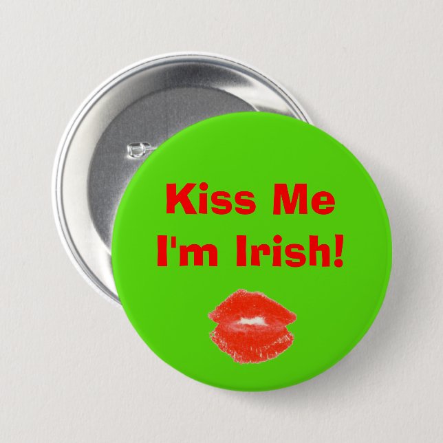 Kiss Me I'm Irish Green Red Lips 4Molly 7.5 Cm Round Badge (Front & Back)