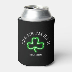 Kiss Me I'm Irish Green Shamrock Customised Can Cooler