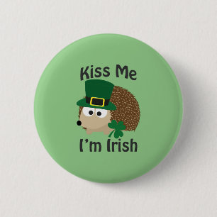 Kiss Me I'm Irish Hedgehog 6 Cm Round Badge