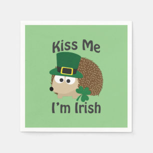 Kiss Me I'm Irish Hedgehog Napkin