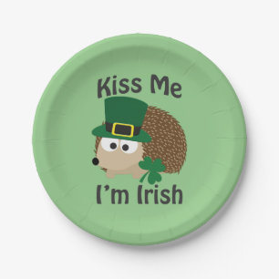 Kiss Me I'm Irish Hedgehog Paper Plate