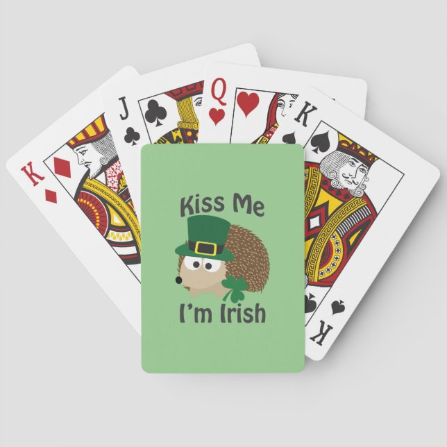 Kiss Me I'm Irish Hedgehog Playing Cards (Back)