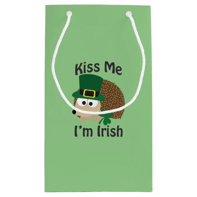 Kiss Me I'm Irish Hedgehog Small Gift Bag (Back)