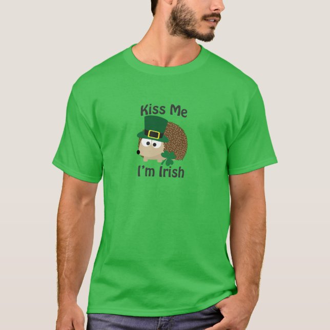 Kiss Me I'm Irish Hedgehog T-Shirt (Front)
