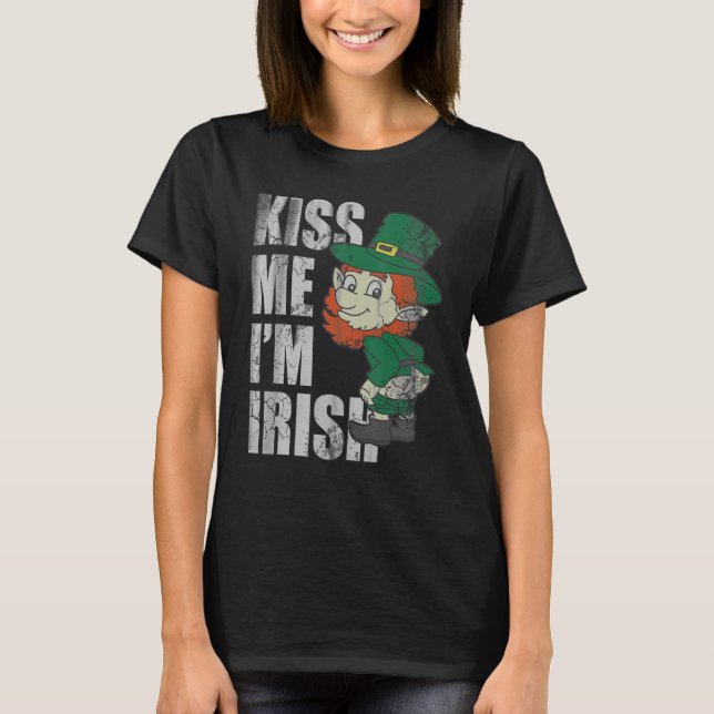 Kiss Me I'm Irish Leprechaun Hat Happy Saint Patri T-Shirt (Front)