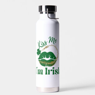 Kiss Me I'm Irish Lips And Shamrock Water Bottle