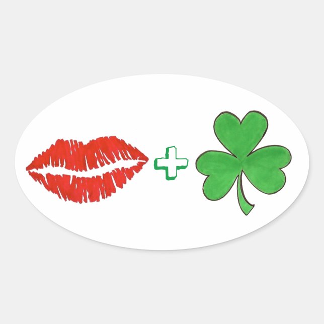 Kiss Me I'm Irish Lips Shamrock Clover Stickers (Front)