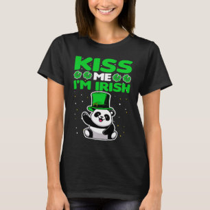 Kiss me I'm Irish Lucky Panda Leprechauns St Patri T-Shirt