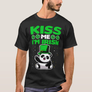 Kiss me I'm Irish Lucky Panda Leprechauns St Patri T-Shirt