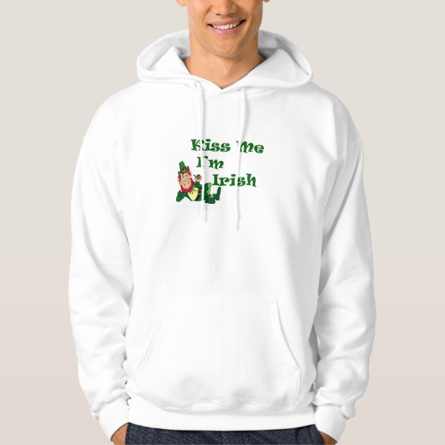 Kiss Me I'm Irish Men's Basic Hooded Sweatshirt (Front)