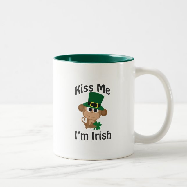 Kiss Me, I'm Irish! Monkey Two-Tone Coffee Mug (Right)