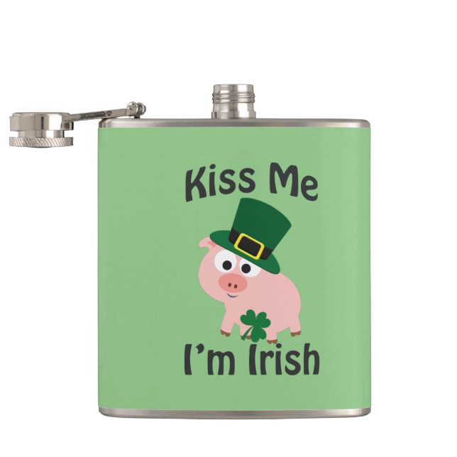 Kiss Me I'm Irish! Pig Hip Flask (Opened)