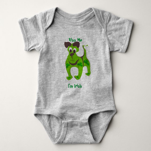 Kiss Me, I'm Irish Puppy T-shirt Baby Bodysuit (Front)