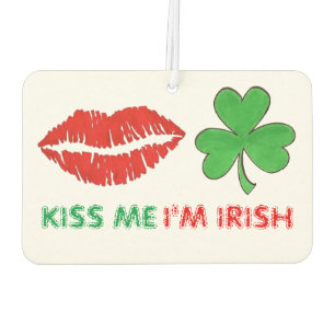 Kiss Me I'm Irish Red Lips Lucky Green Shamrock Car Air Freshener