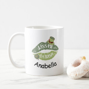 Kiss Me I'm Irish Retro lip custom St. Patrick’s Coffee Mug