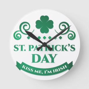 kiss me i'm irish round clock
